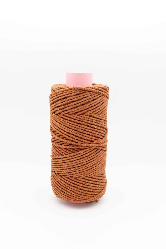 Macrame Cord, Recycled Cotton, 3mm, Copper, 150m