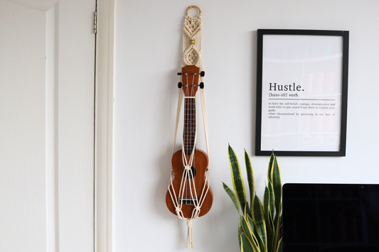Ukulele Wall Mount - Gold Bead