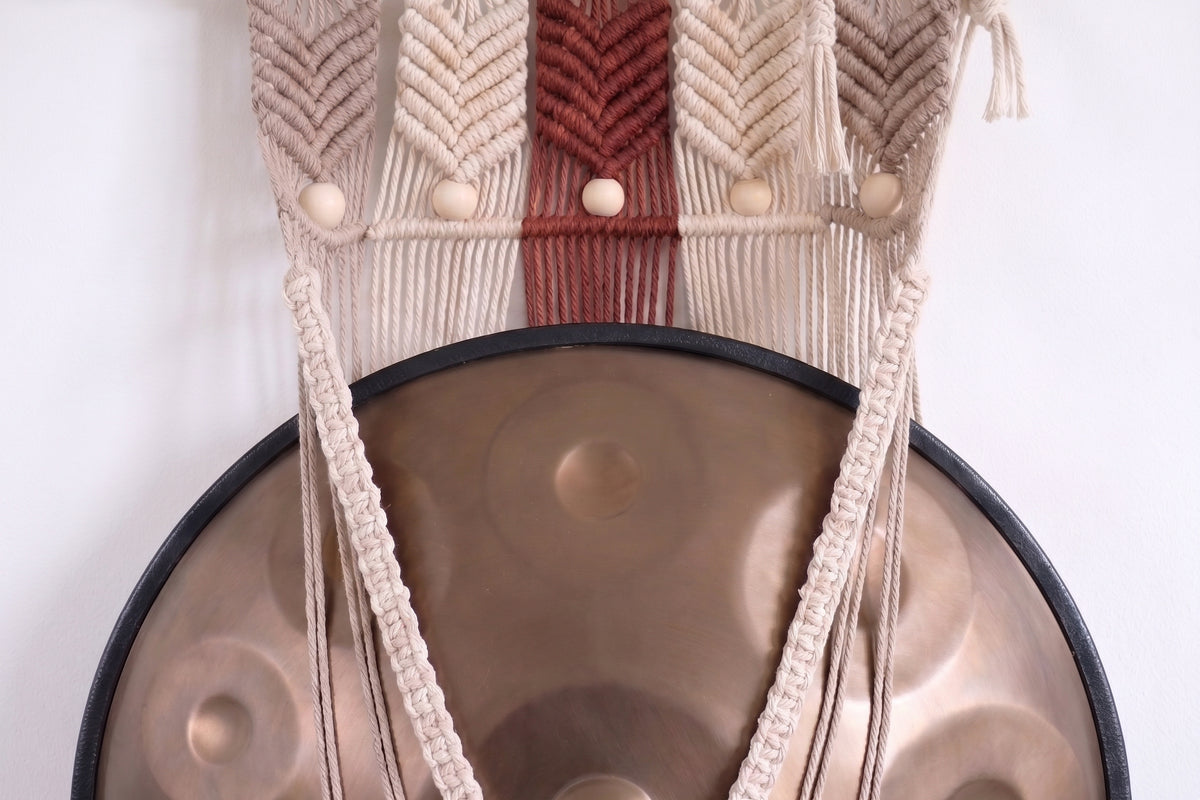 Macrame Handpan Hanger & Drum Wall Mount: 'Penta'