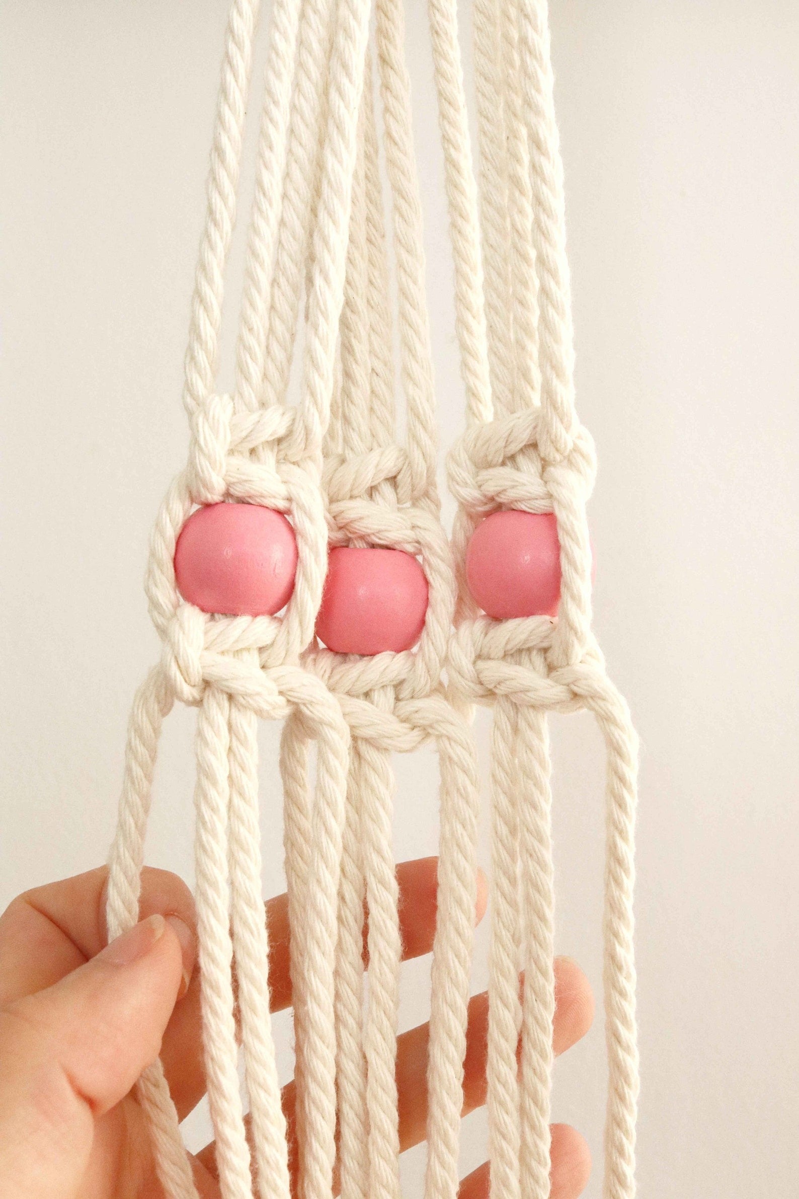 macrame large hole beads on cotton rope