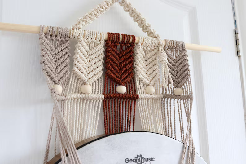 Macrame Handpan Hanger & Drum Wall Mount: 'Penta'