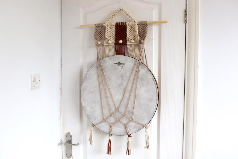 Macrame Handpan Hanger & Drum Wall Mount: 'Penta'